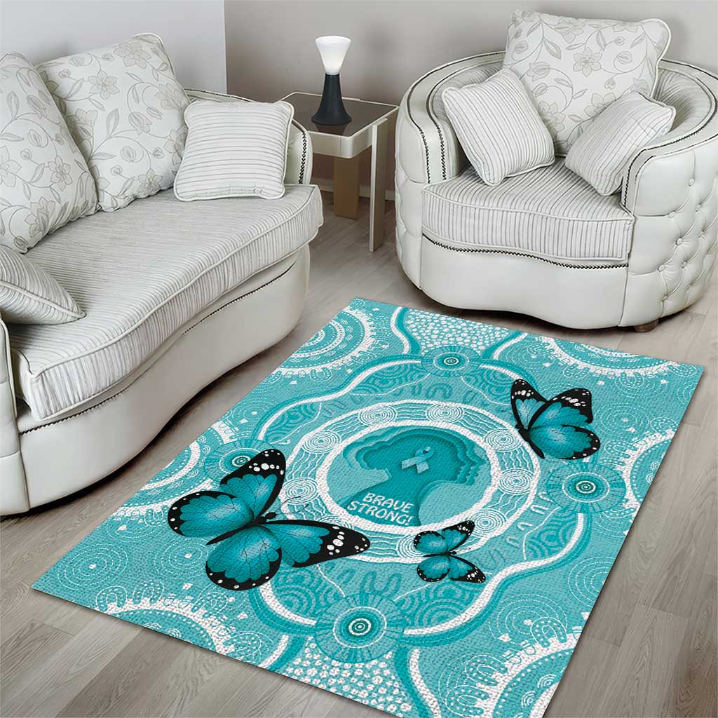 Australia Cervical Cancer Awareness Month Area Rug Brave Strong Butterfly Aboriginal Art