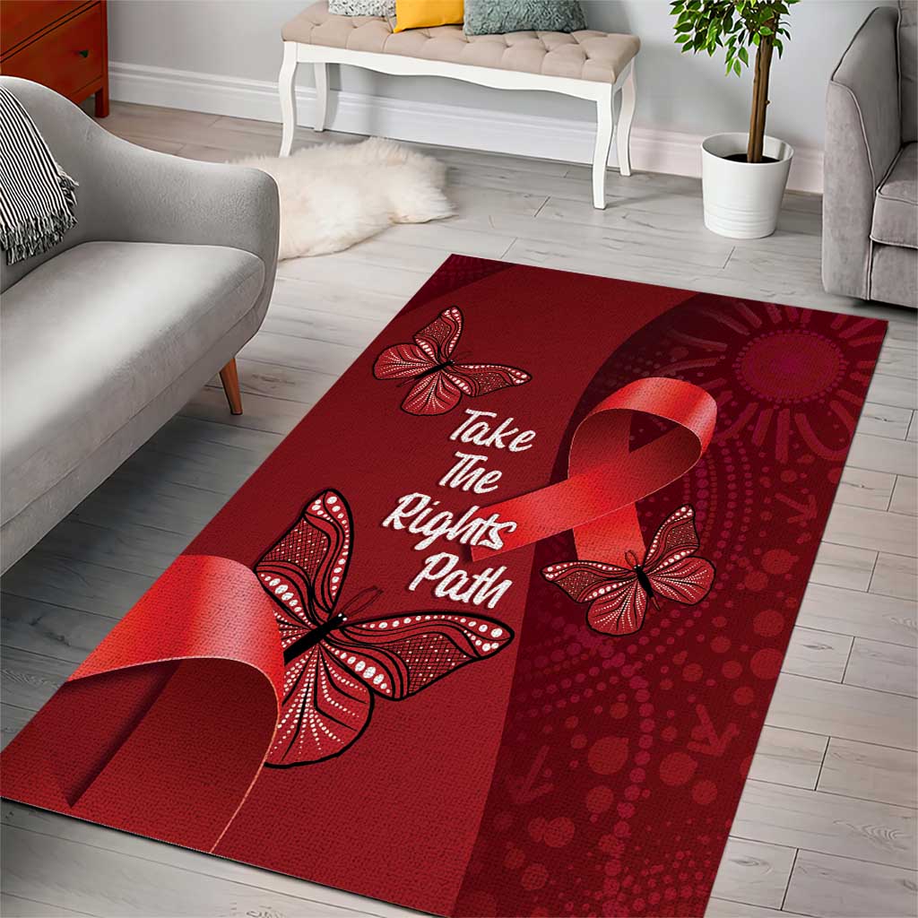 Australia AIDS Awareness Month Area Rug Take The Rights Path Aboriginal Art