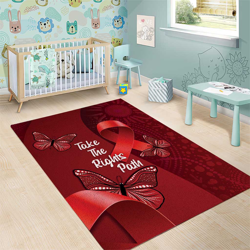 Australia AIDS Awareness Month Area Rug Take The Rights Path Aboriginal Art