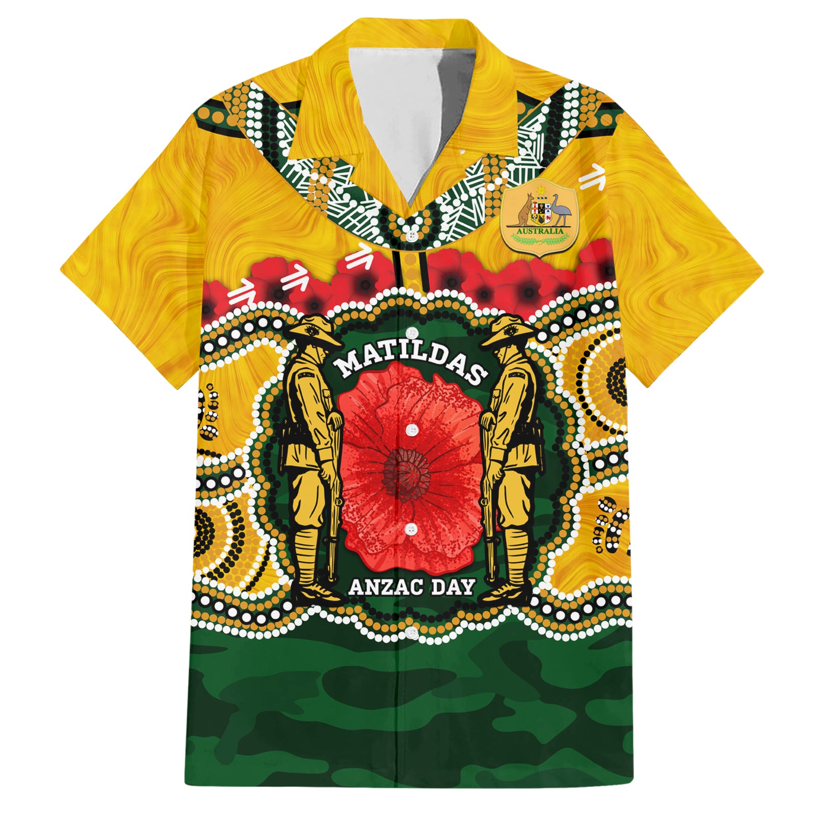 Matildas ANZAC Day 2024 Hawaiian Shirt Australian Army We Will Remember Them Aboriginal Art