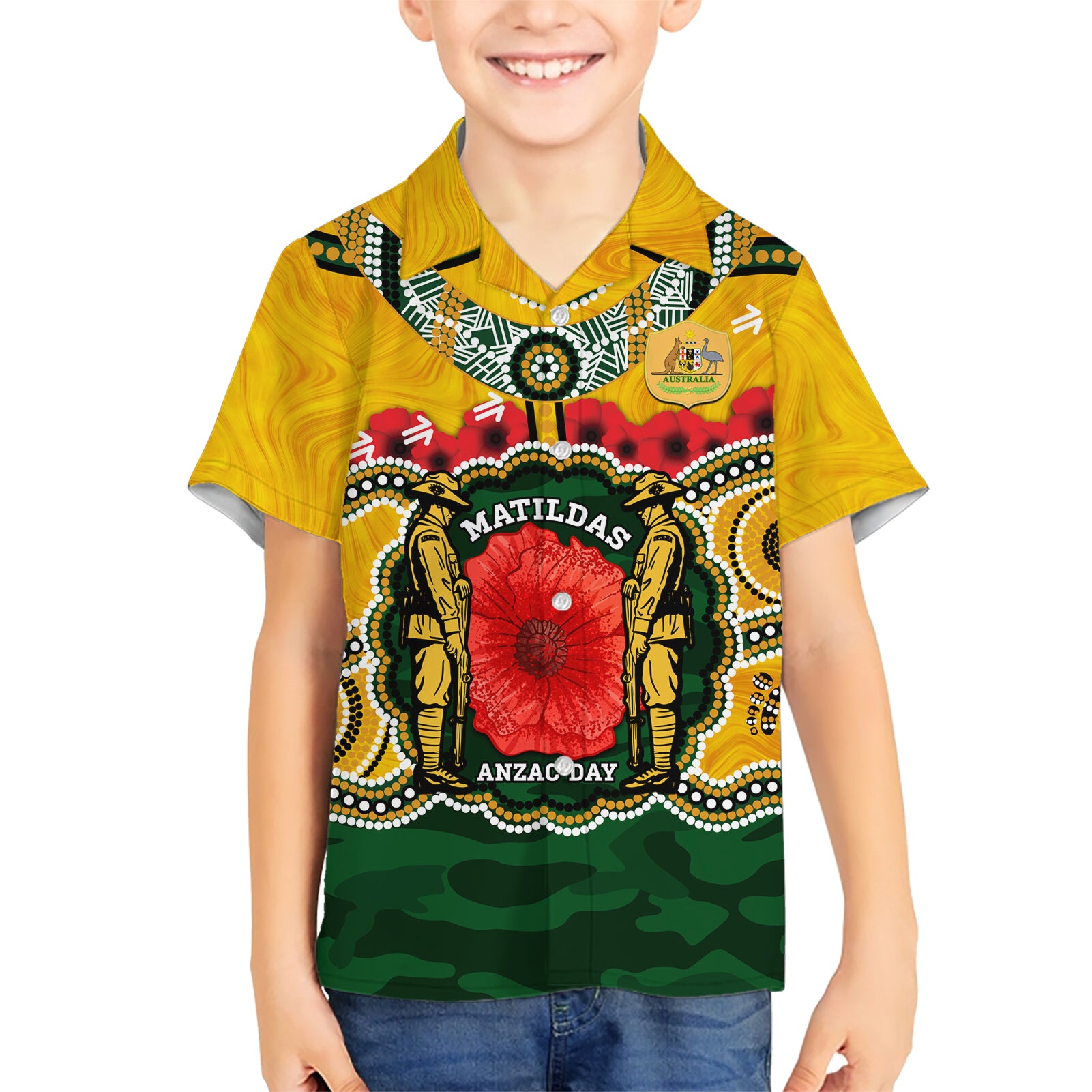 Matildas ANZAC Day 2024 Hawaiian Shirt Australian Army We Will Remember Them Aboriginal Art