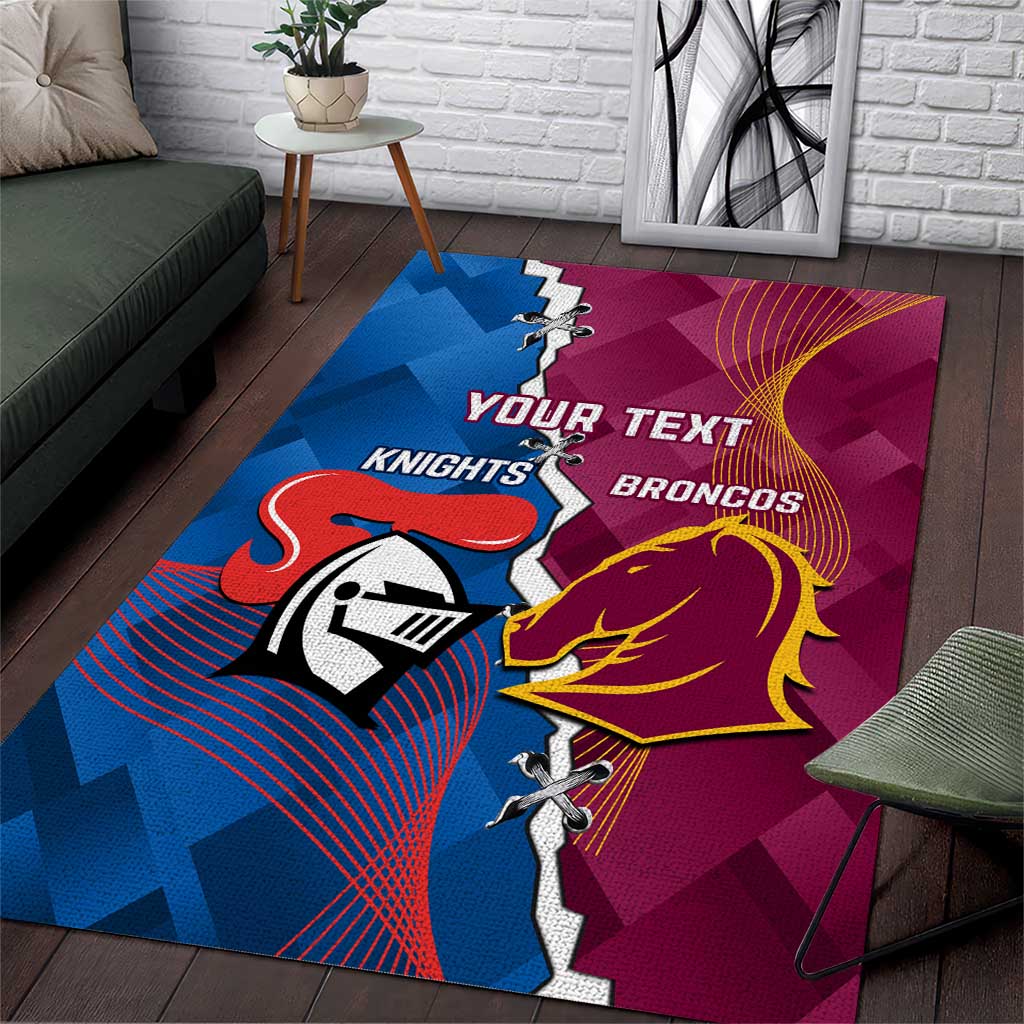 Custom Broncos And Knights Rugby Area Rug Dynamic Version