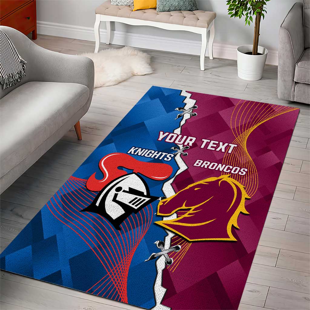 Custom Broncos And Knights Rugby Area Rug Dynamic Version