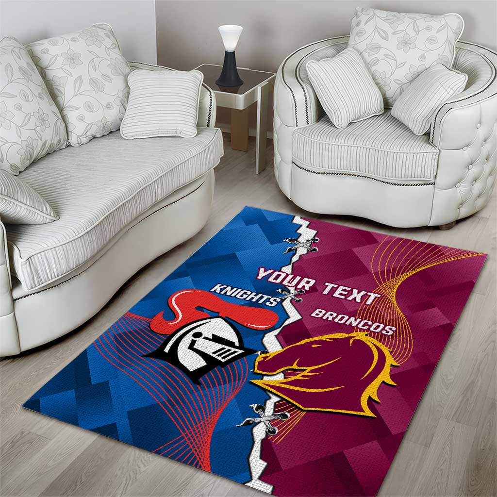 Custom Broncos And Knights Rugby Area Rug Dynamic Version