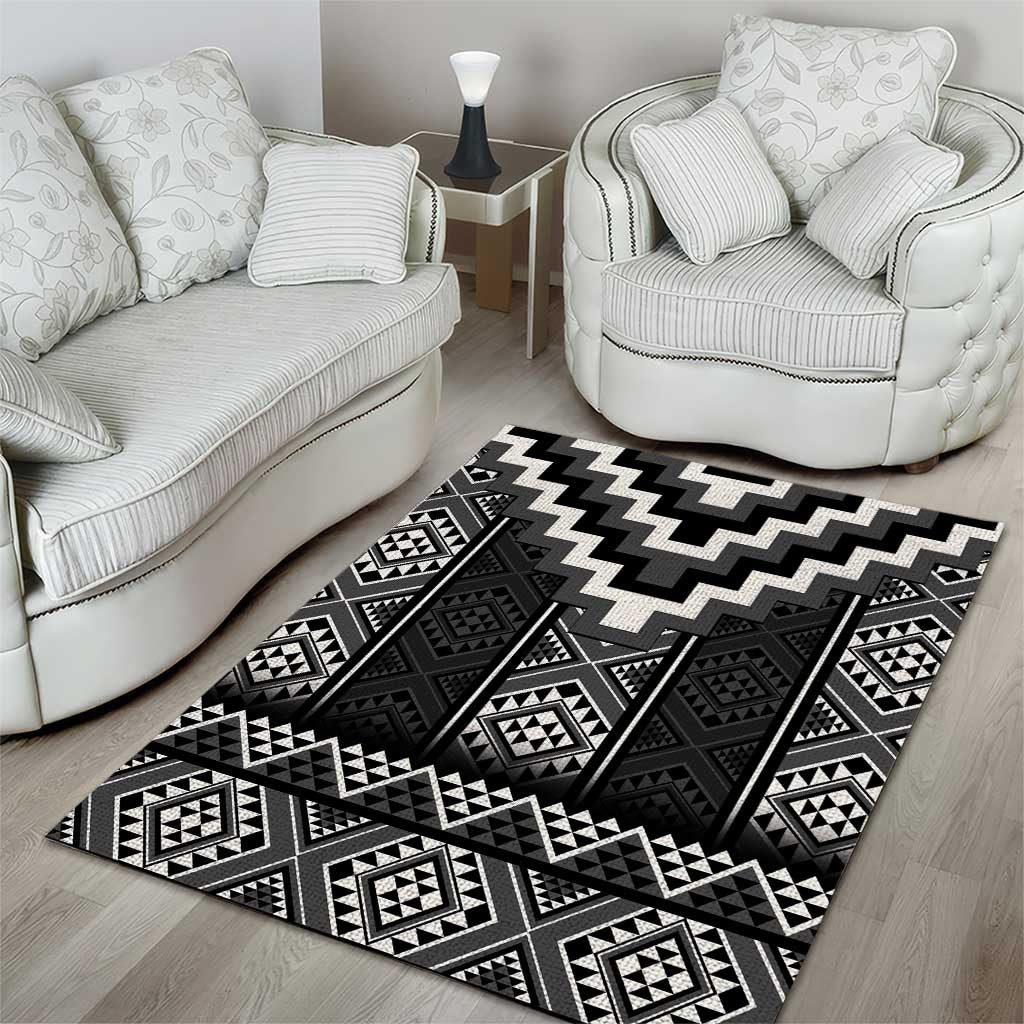 Black Taniko Aotearoa Area Rug Niho Taniwha Mix Poutama LT14