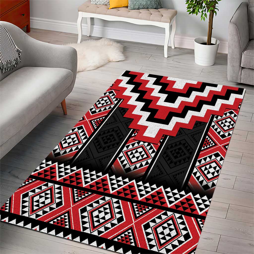 Red Taniko Aotearoa Area Rug Niho Taniwha Mix Poutama LT14