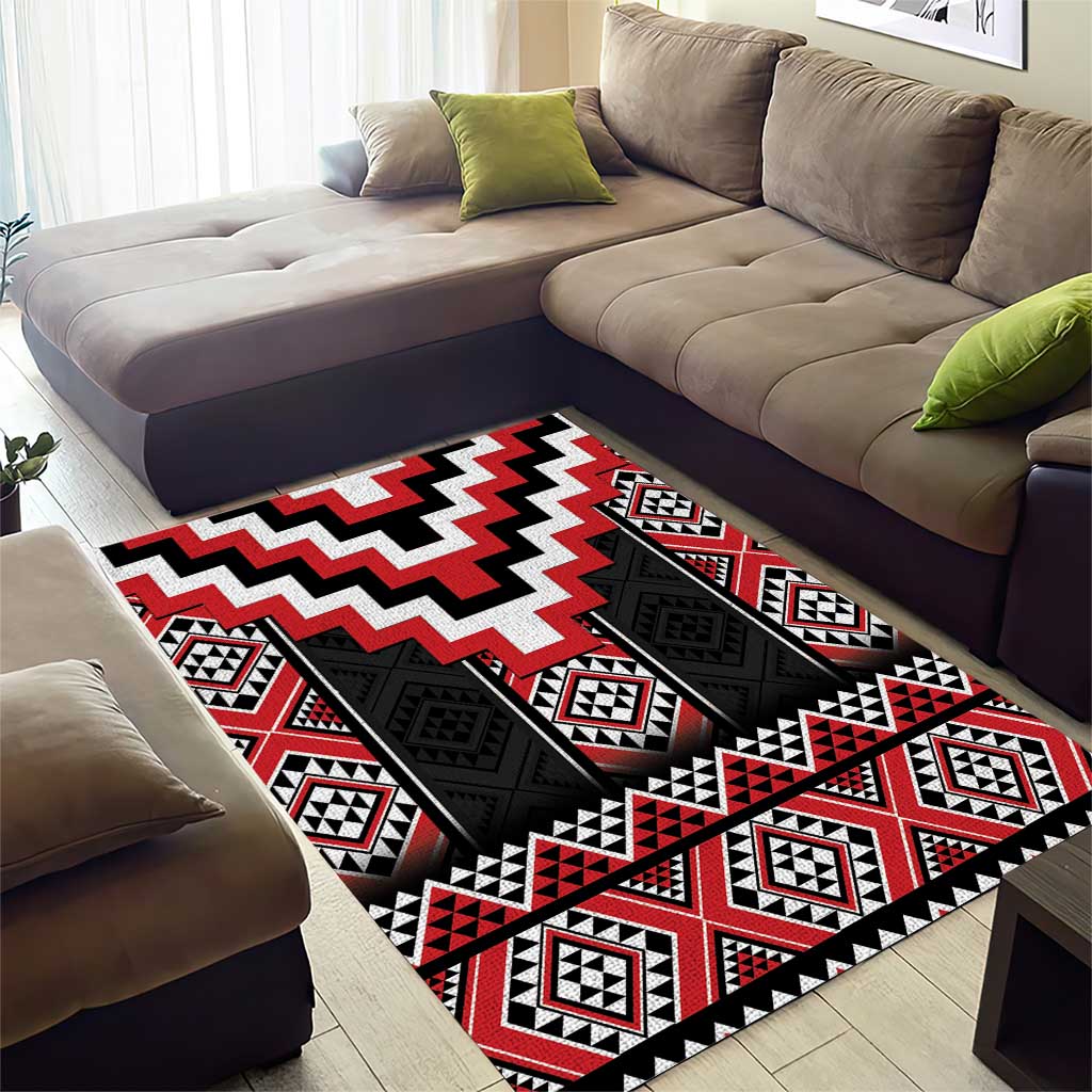 Red Taniko Aotearoa Area Rug Niho Taniwha Mix Poutama LT14