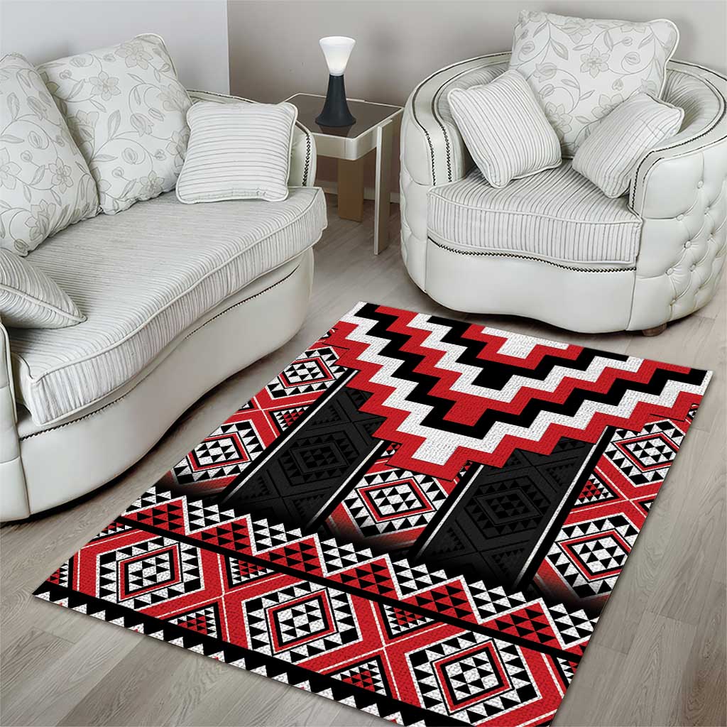 Red Taniko Aotearoa Area Rug Niho Taniwha Mix Poutama LT14