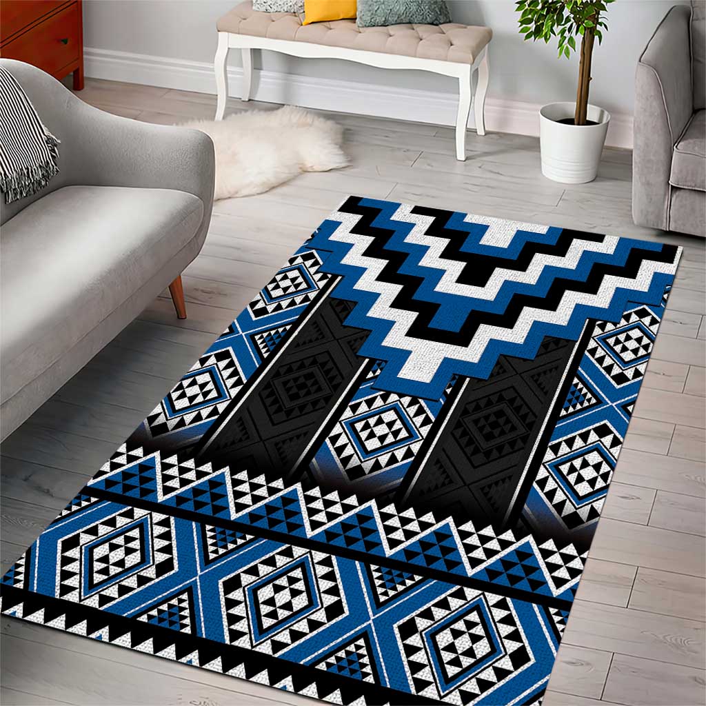 Blue Taniko Aotearoa Area Rug Niho Taniwha Mix Poutama LT14