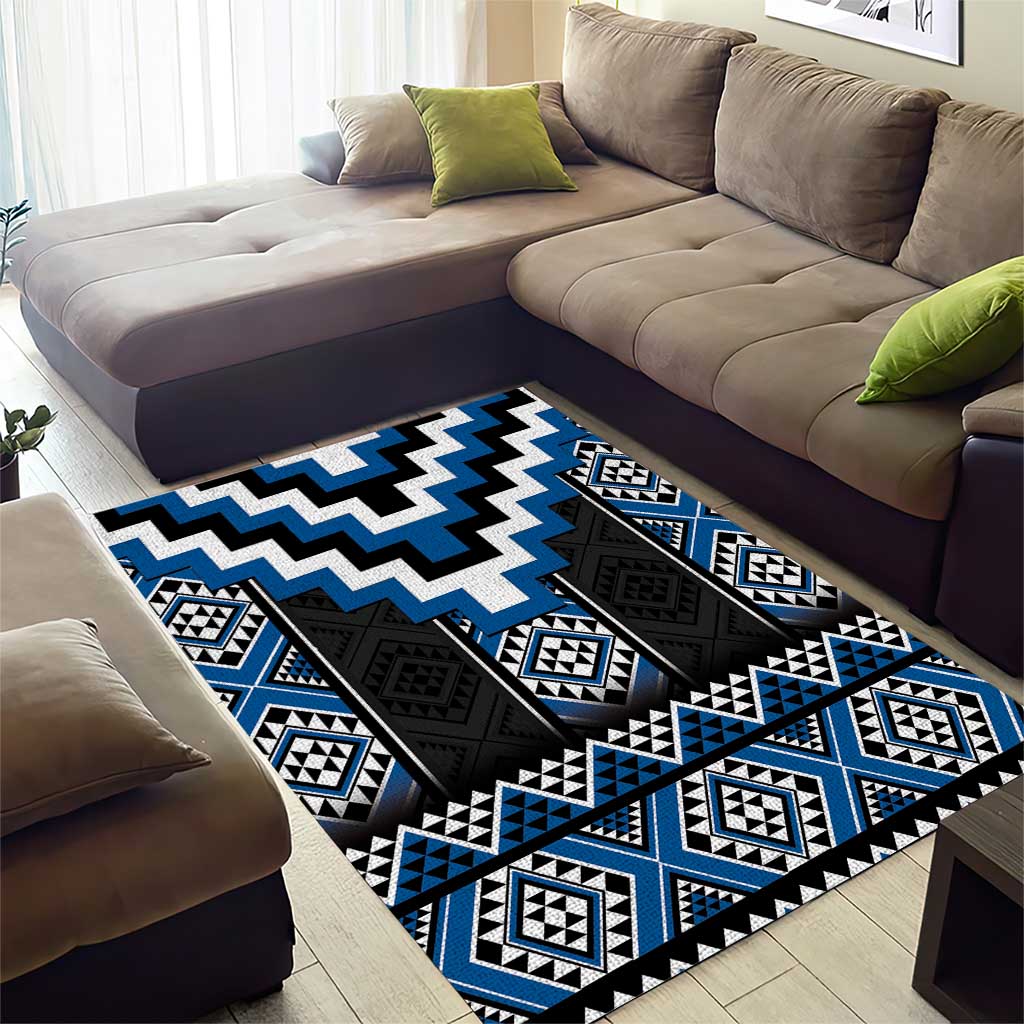 Blue Taniko Aotearoa Area Rug Niho Taniwha Mix Poutama LT14