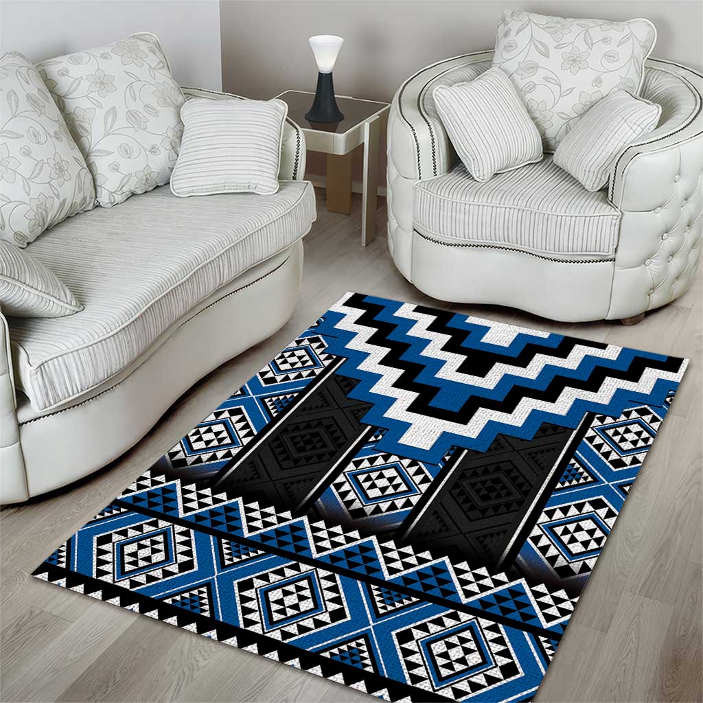 Blue Taniko Aotearoa Area Rug Niho Taniwha Mix Poutama LT14