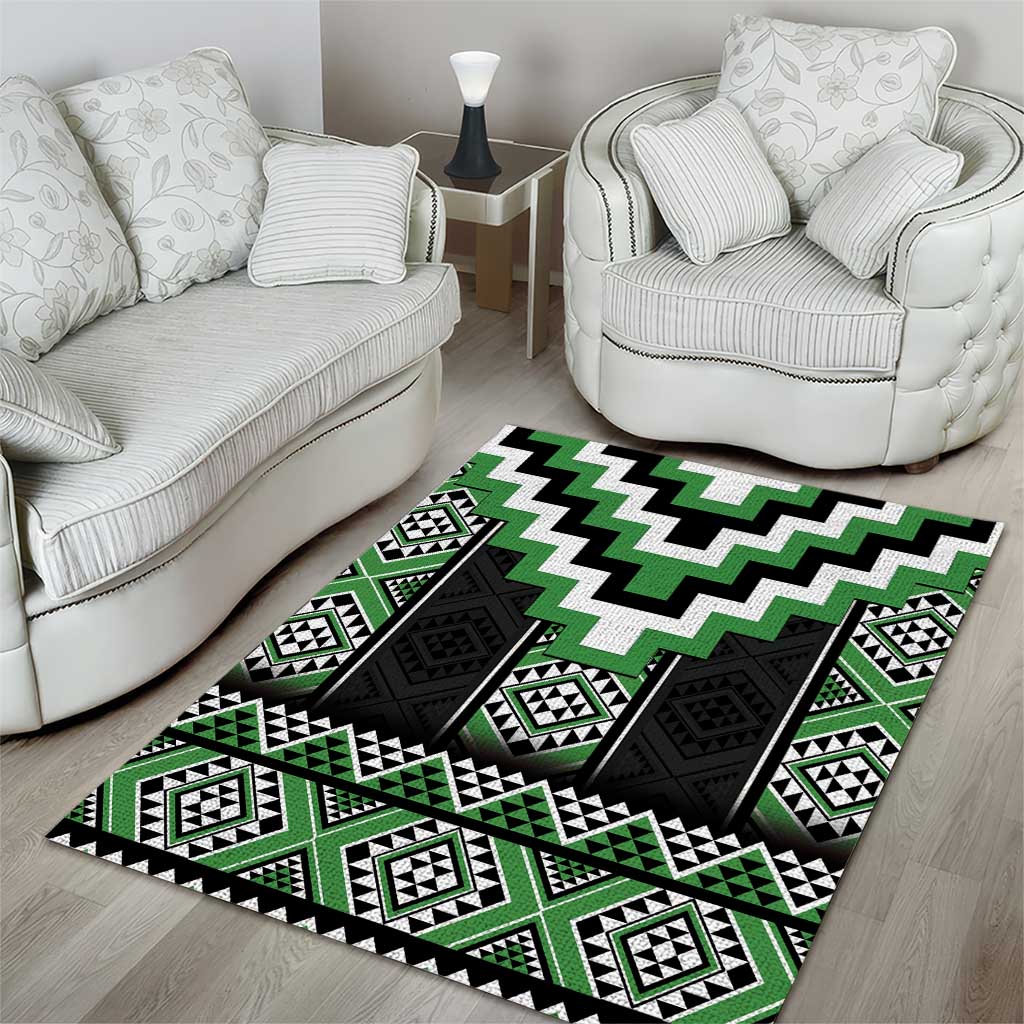 Green Taniko Pattern Aotearoa Area Rug Niho Taniwha Mix Poutama