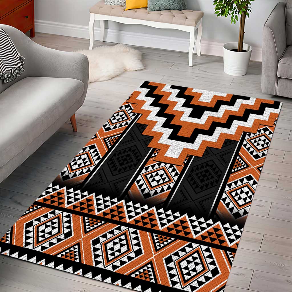 Orange Taniko Pattern Aotearoa Area Rug Niho Taniwha Mix Poutama