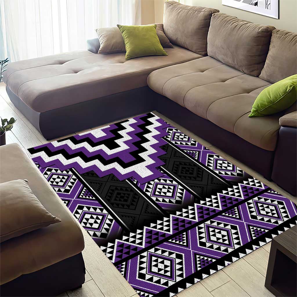 Purple Taniko Pattern Aotearoa Area Rug Niho Taniwha Mix Poutama