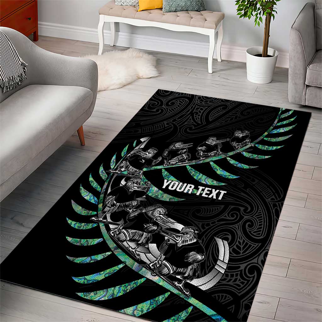 Custom New Zealand Silver Fern Rugby Area Rug Aotearoa Kiwi Maori Pattern LT14