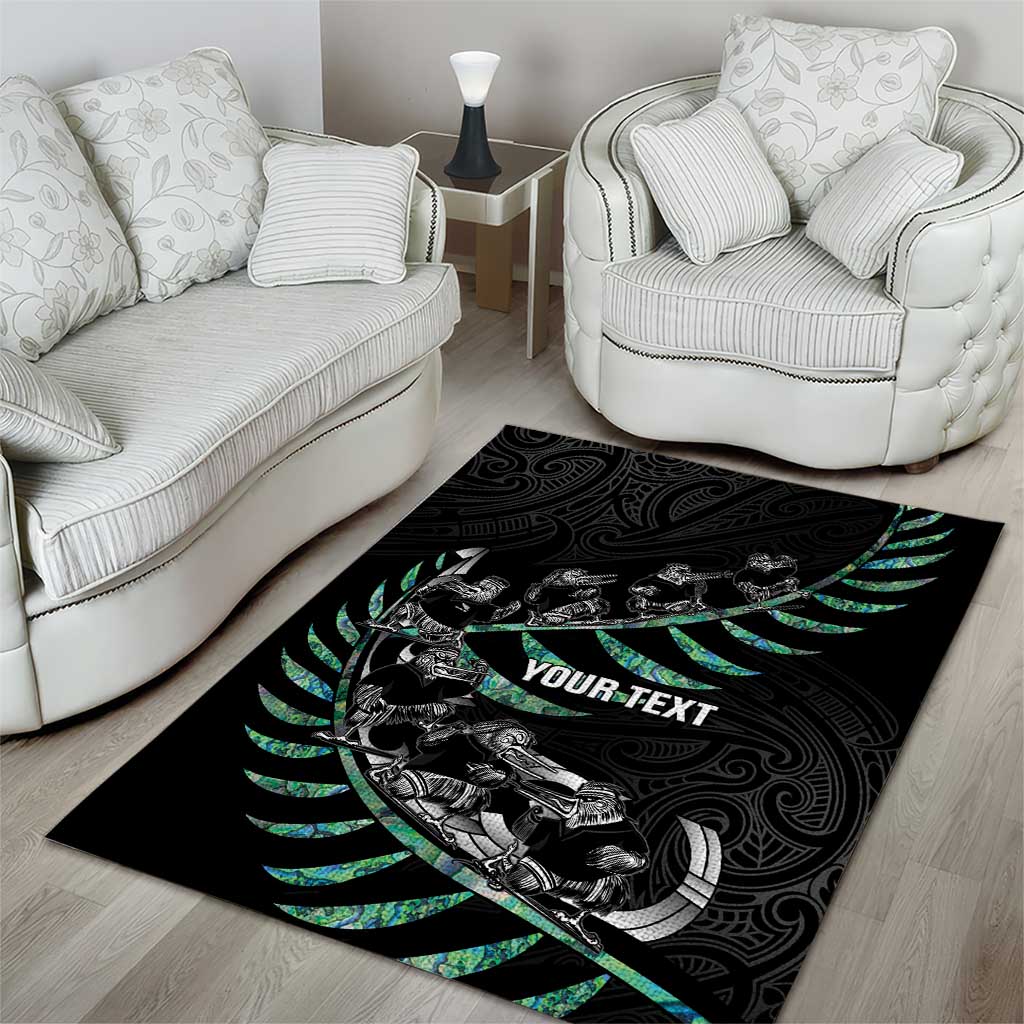 Custom New Zealand Silver Fern Rugby Area Rug Aotearoa Kiwi Maori Pattern LT14