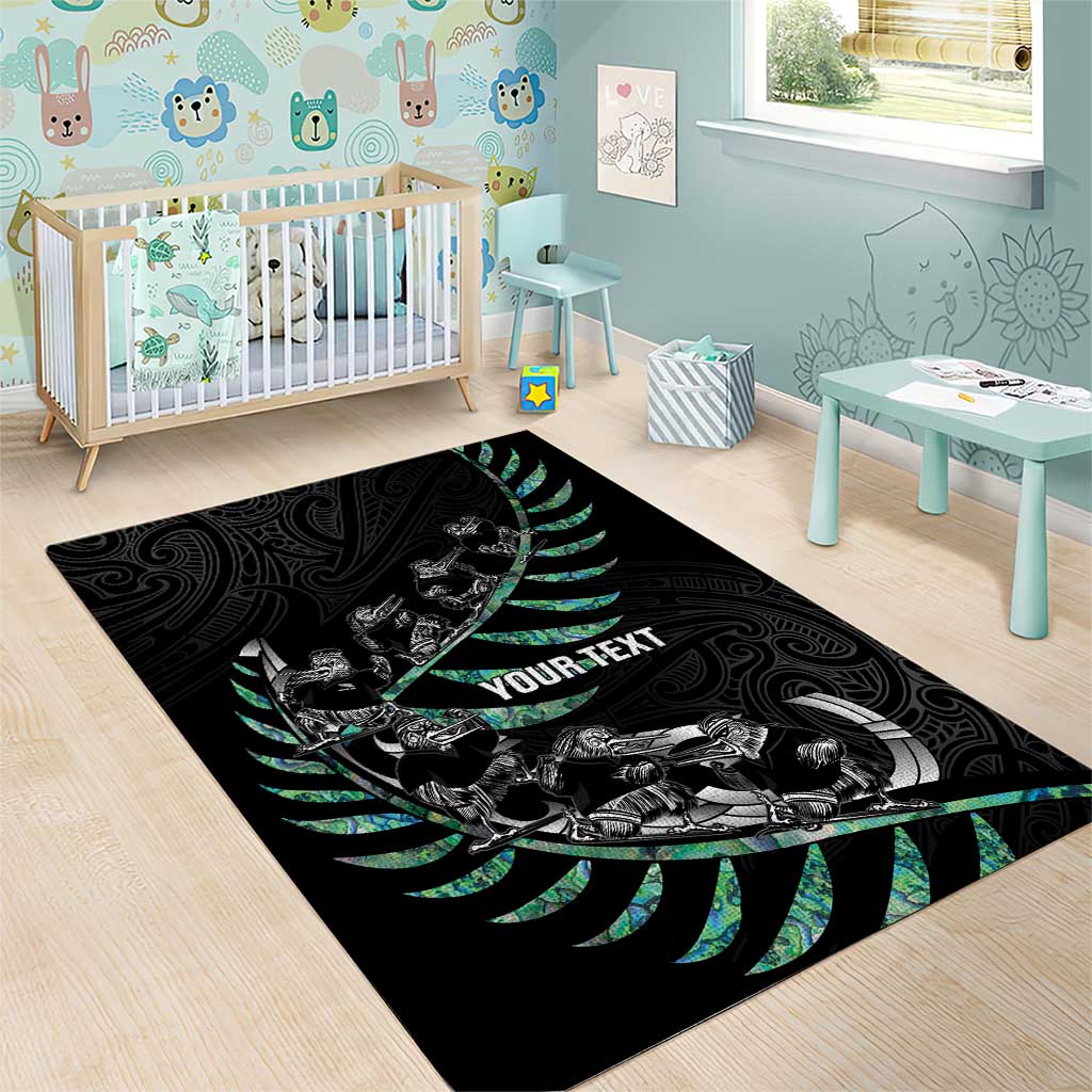 Custom New Zealand Silver Fern Rugby Area Rug Aotearoa Kiwi Maori Pattern LT14