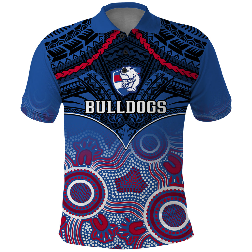 Personalised Bulldogs Football Polo Shirt Doggies Aboriginal Mix Polynesian Pattern LT14