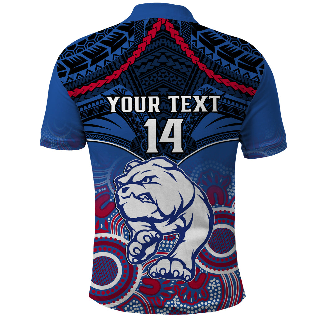 Personalised Bulldogs Football Polo Shirt Doggies Aboriginal Mix Polynesian Pattern LT14