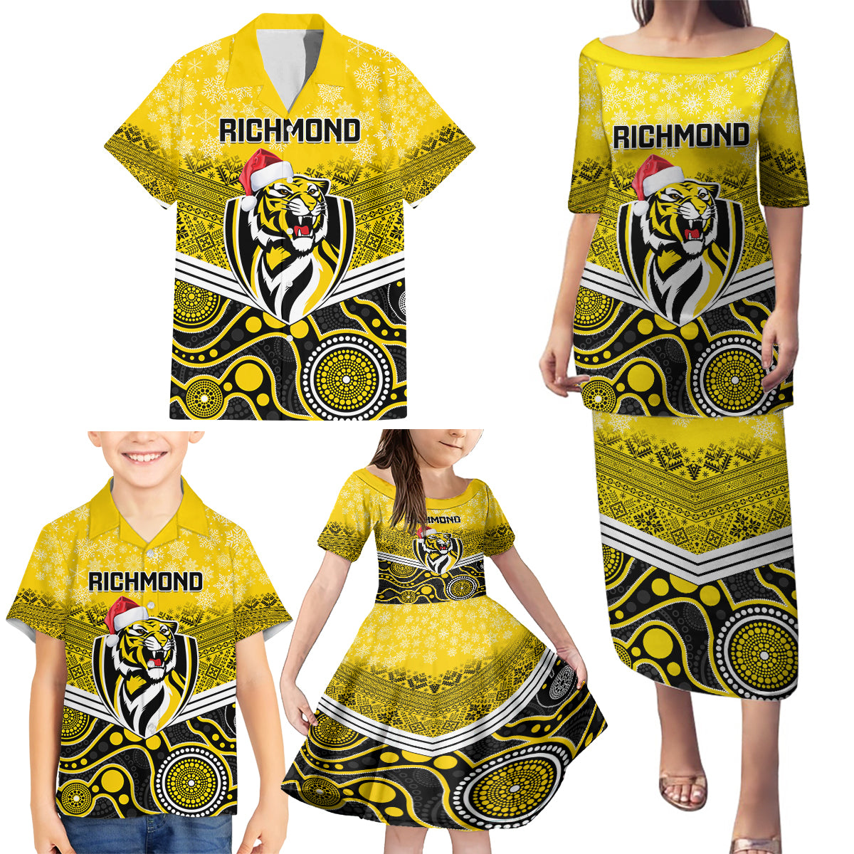 Custom Richmond Football Christmas Family Matching Puletasi Dress and ...