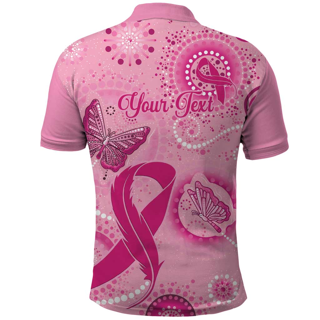 Personalised Australia Indigenous Polo Shirt Breast Cancer Ribbon Think Pink - Pink Version