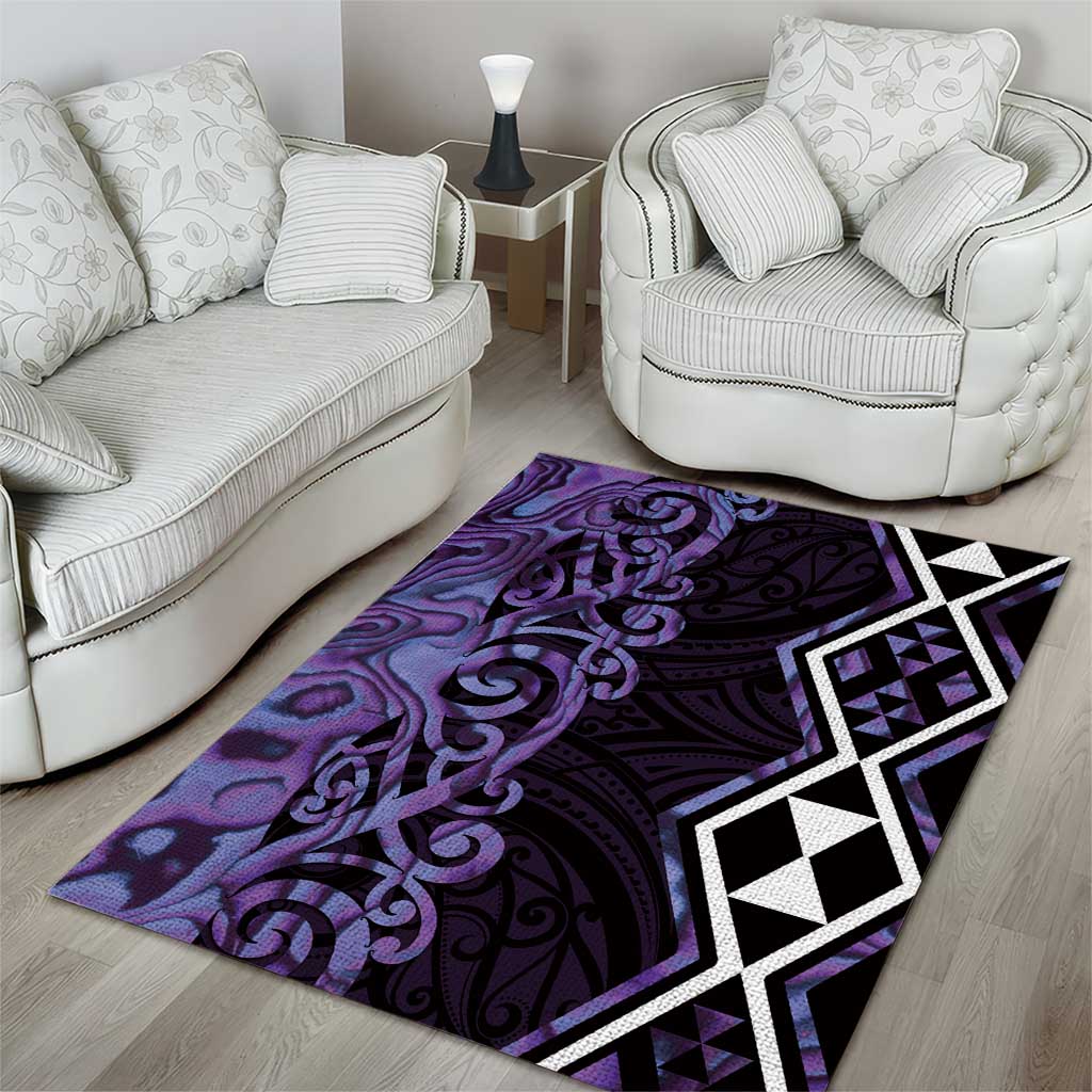 Purple Aotearoa Area Rug Taniko Motifs With Paua Shell Kowhaiwhai