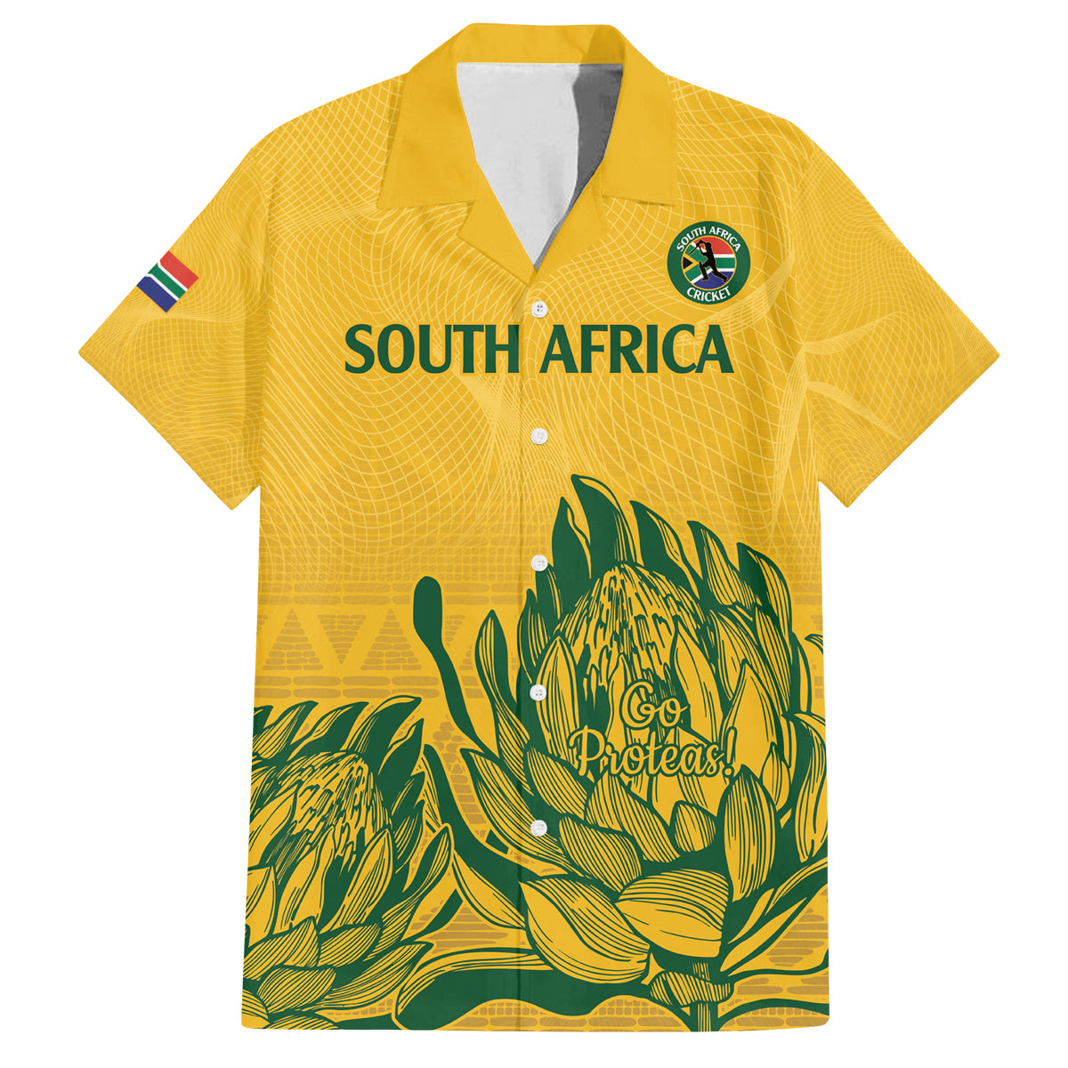 Custom South Africa Cricket Family Matching Puletasi and Hawaiian Shirt 2024 African Pattern Go Proteas