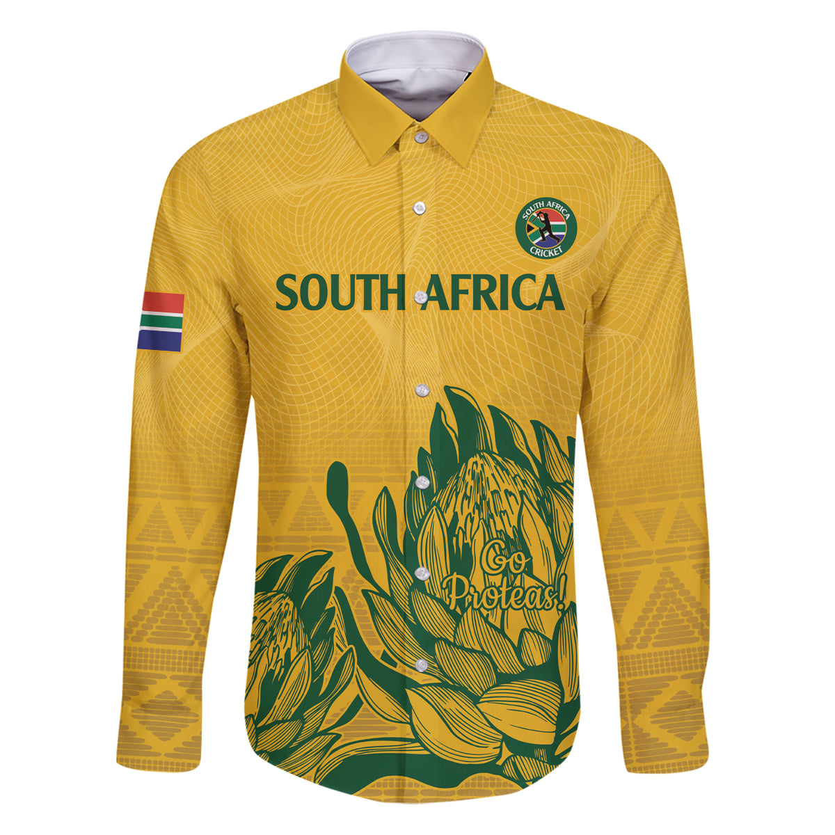 Custom South Africa Cricket Family Matching Puletasi and Hawaiian Shirt 2024 African Pattern Go Proteas