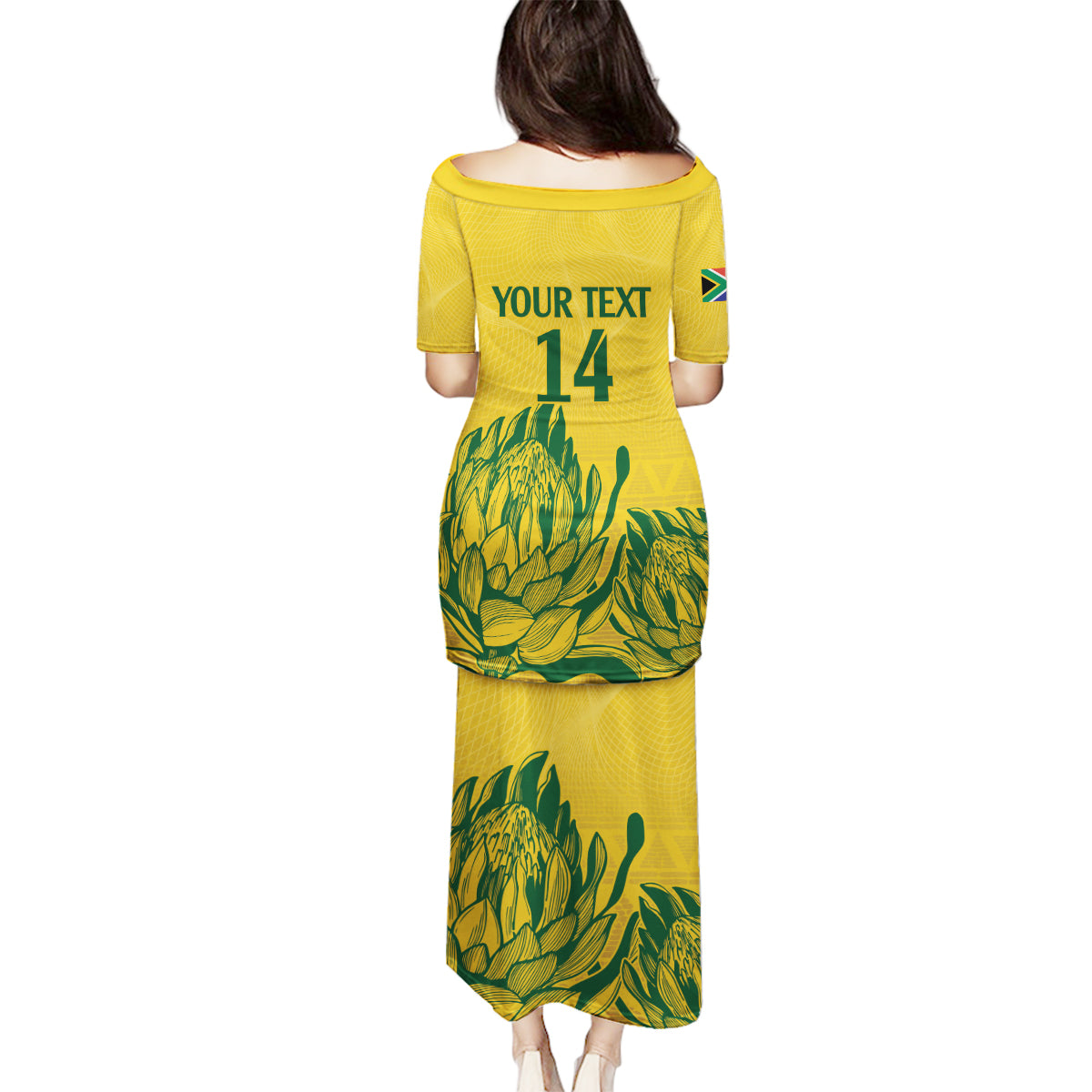 Custom South Africa Cricket Family Matching Puletasi and Hawaiian Shirt 2024 African Pattern Go Proteas