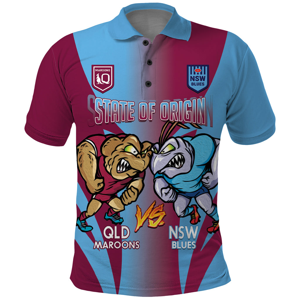 Custom NSW Blues And QLD Maroons Rugby Polo Shirt 2024 Cockroaches Cane toads Together