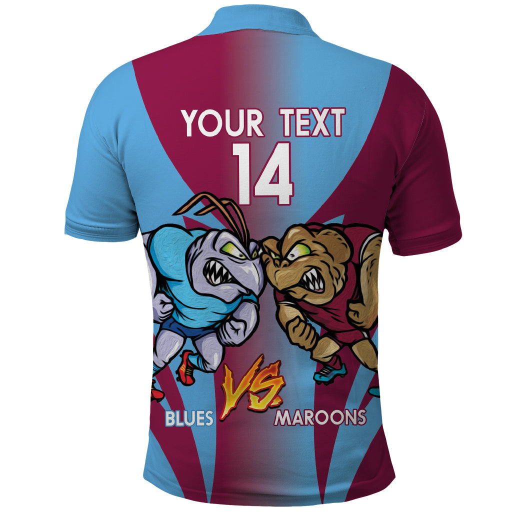 Custom NSW Blues And QLD Maroons Rugby Polo Shirt 2024 Cockroaches Cane toads Together