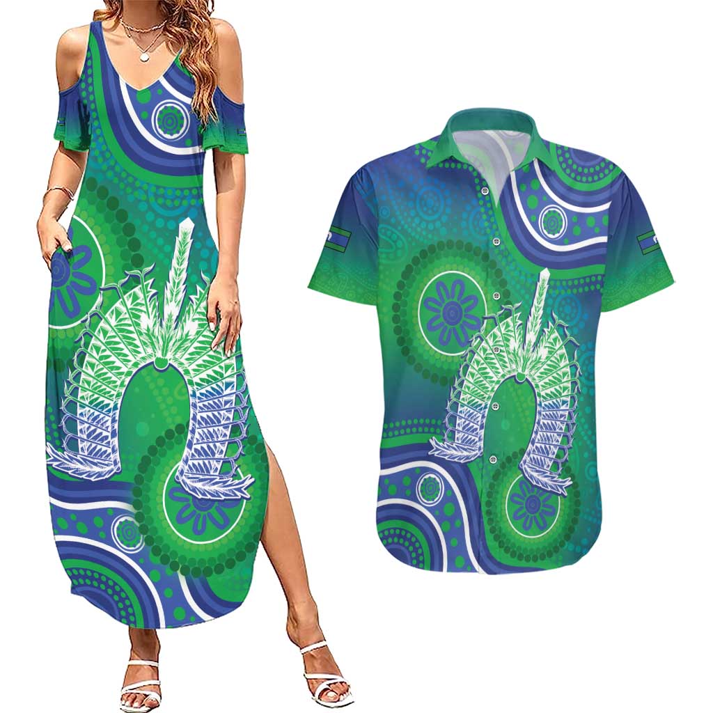 Australia Torres Strait Islanders Couples Matching Summer Maxi Dress and Hawaiian Shirt Dhari Aboriginal Pattern