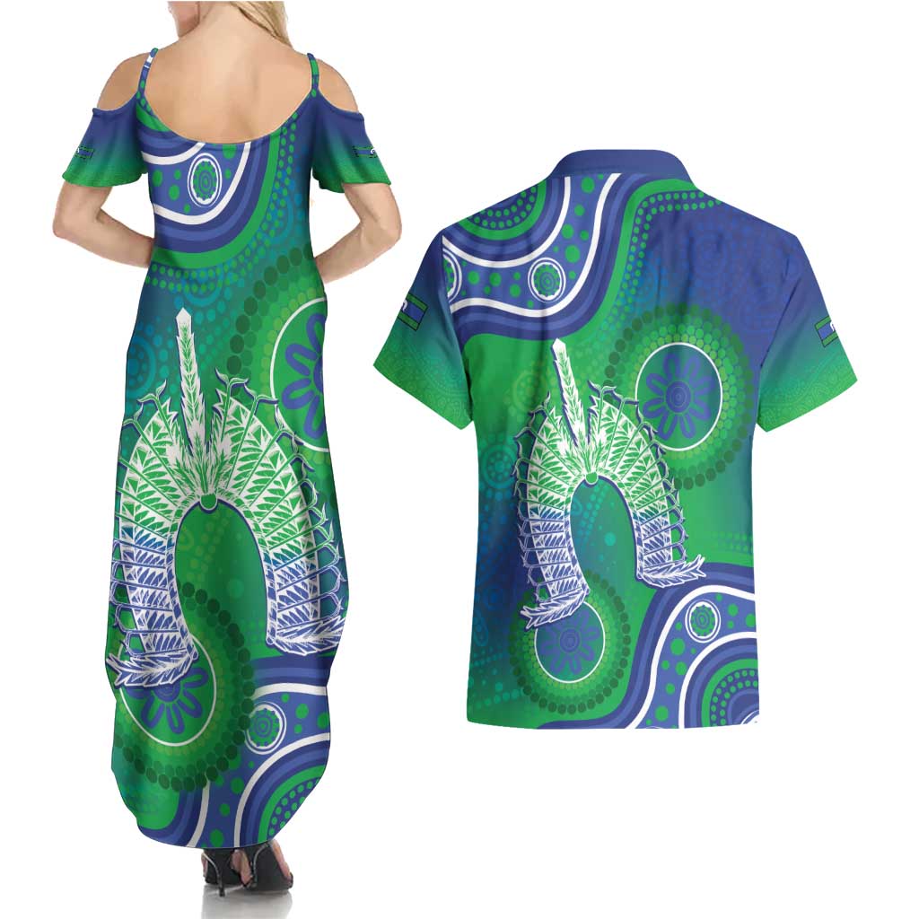 Australia Torres Strait Islanders Couples Matching Summer Maxi Dress and Hawaiian Shirt Dhari Aboriginal Pattern