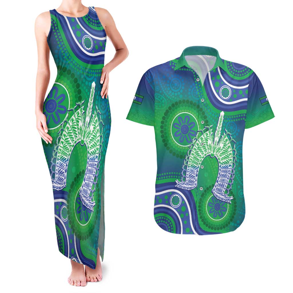 Australia Torres Strait Islanders Couples Matching Tank Maxi Dress and Hawaiian Shirt Dhari Aboriginal Pattern