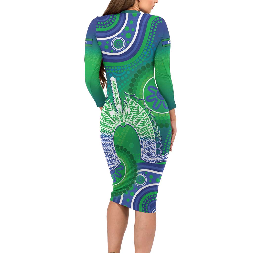 Australia Torres Strait Islanders Family Matching Long Sleeve Bodycon Dress and Hawaiian Shirt Dhari Aboriginal Pattern