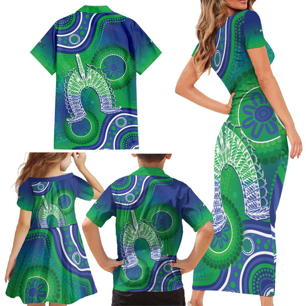 Australia Torres Strait Islanders Family Matching Short Sleeve Bodycon Dress and Hawaiian Shirt Dhari Aboriginal Pattern