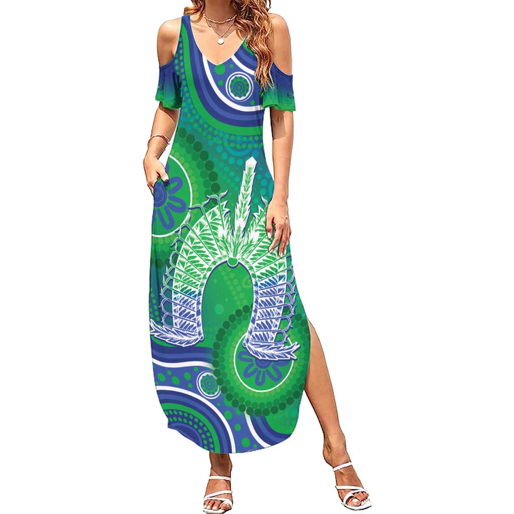 Australia Torres Strait Islanders Family Matching Summer Maxi Dress and Hawaiian Shirt Dhari Aboriginal Pattern