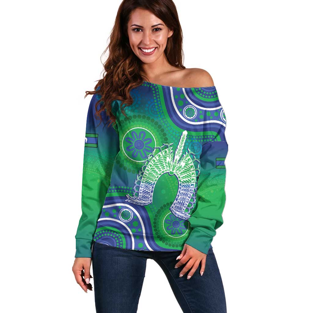 Australia Torres Strait Islanders Off Shoulder Sweater Dhari Aboriginal Pattern