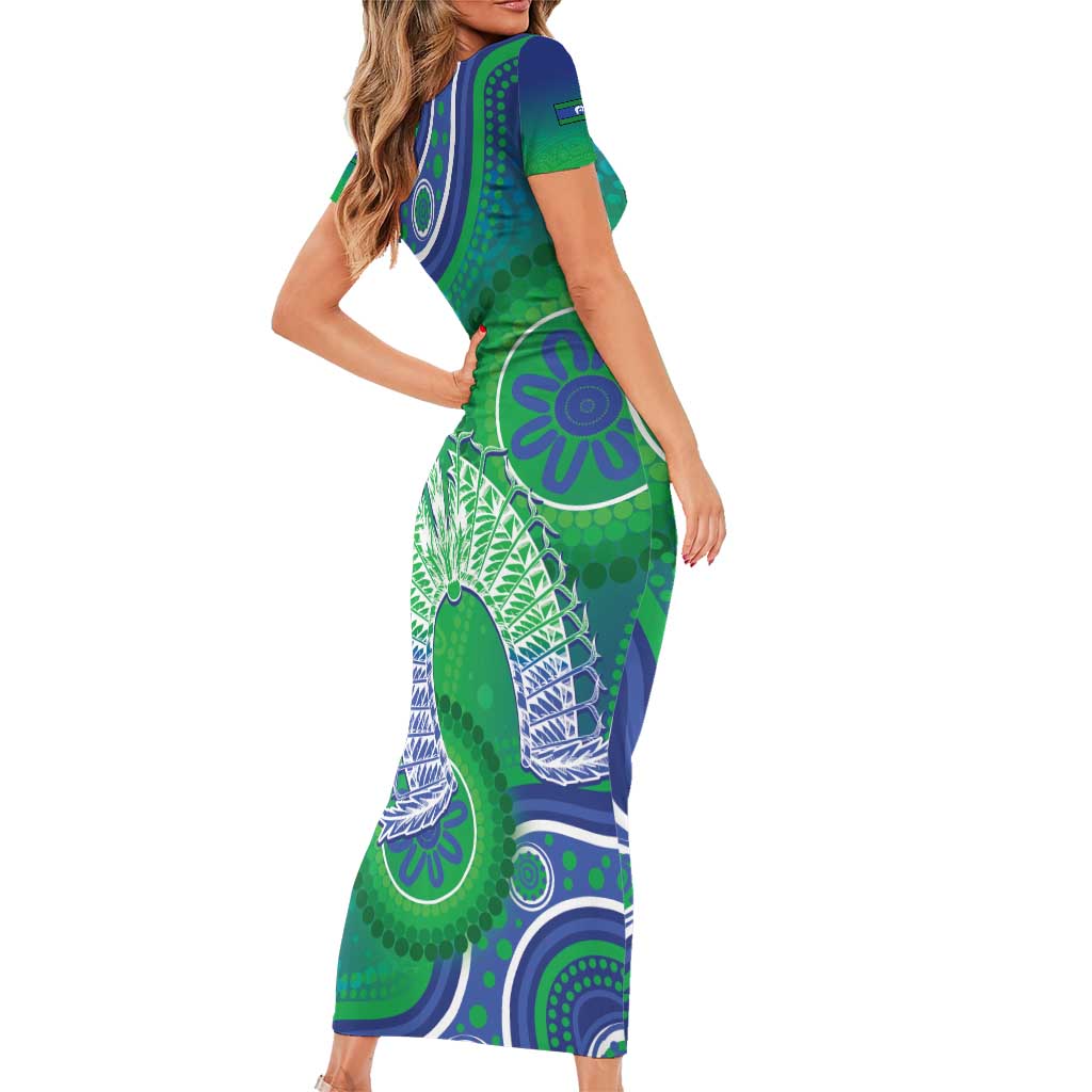 Australia Torres Strait Islanders Short Sleeve Bodycon Dress Dhari Aboriginal Pattern