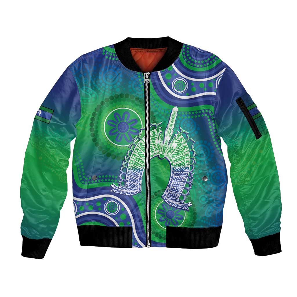 Australia Torres Strait Islanders Sleeve Zip Bomber Jacket Dhari Aboriginal Pattern