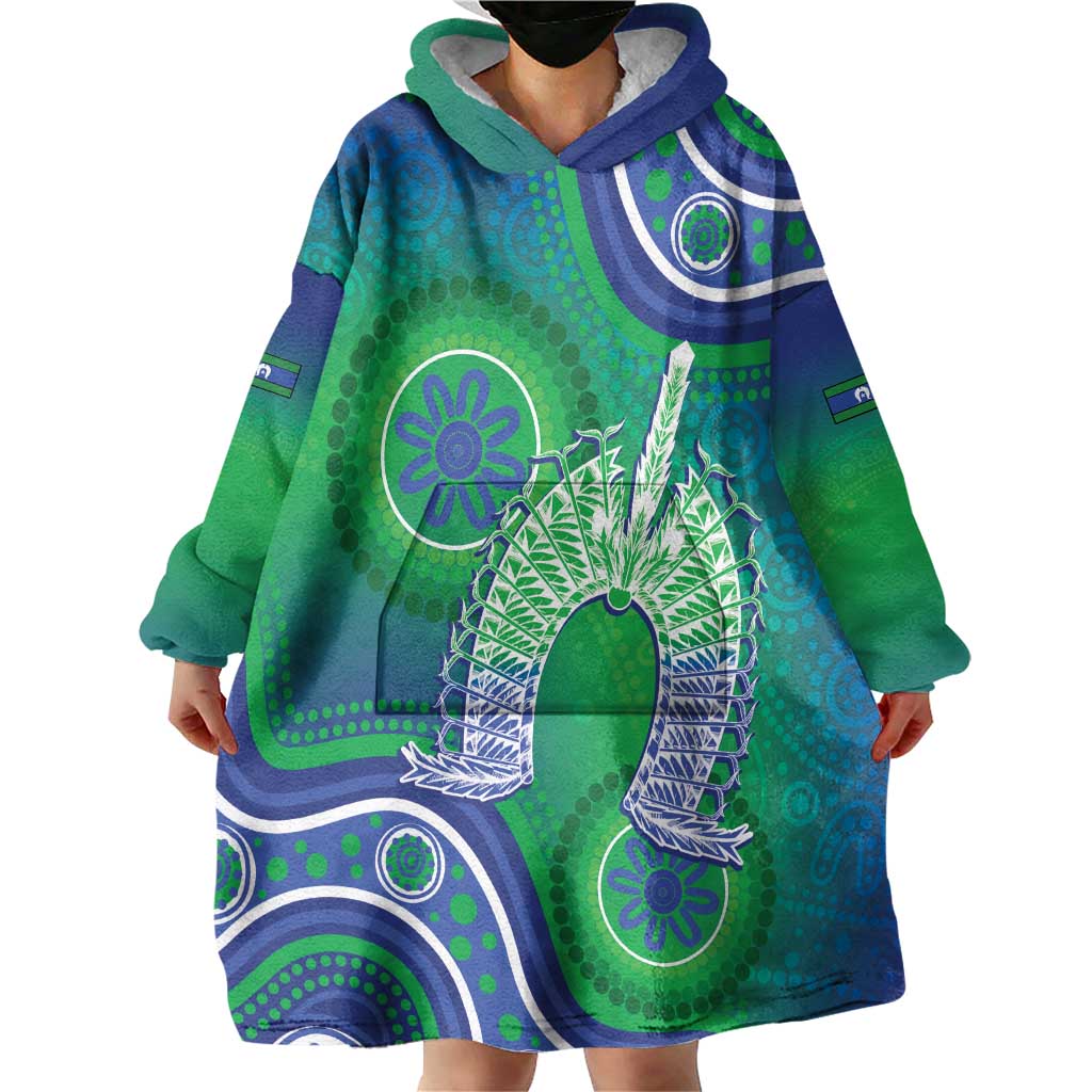 Australia Torres Strait Islanders Wearable Blanket Hoodie Dhari Aboriginal Pattern