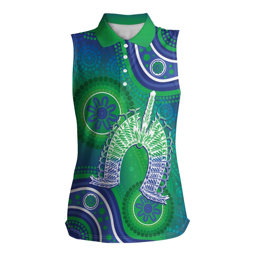 Australia Torres Strait Islanders Women Sleeveless Polo Shirt Dhari Aboriginal Pattern