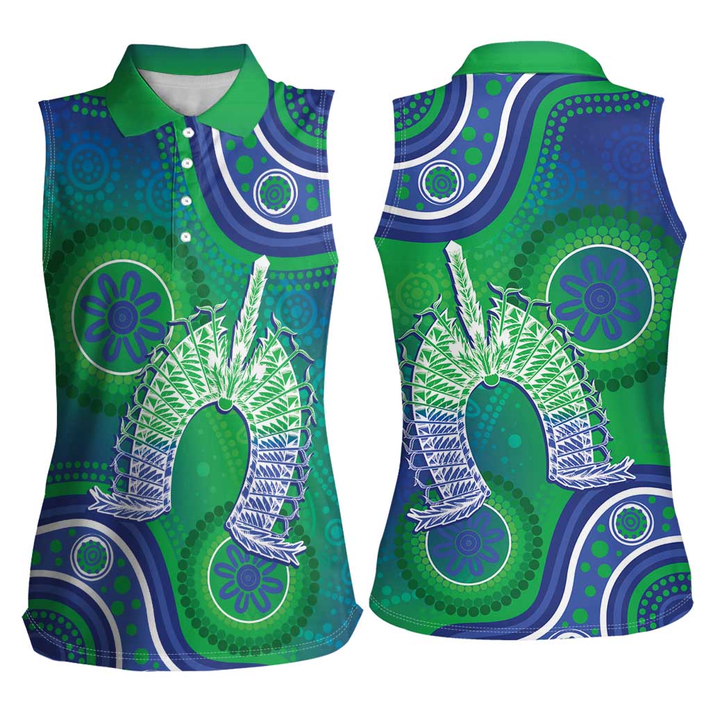 Australia Torres Strait Islanders Women Sleeveless Polo Shirt Dhari Aboriginal Pattern