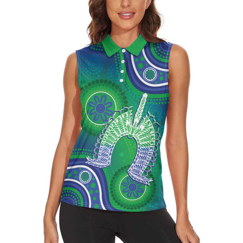 Australia Torres Strait Islanders Women Sleeveless Polo Shirt Dhari Aboriginal Pattern