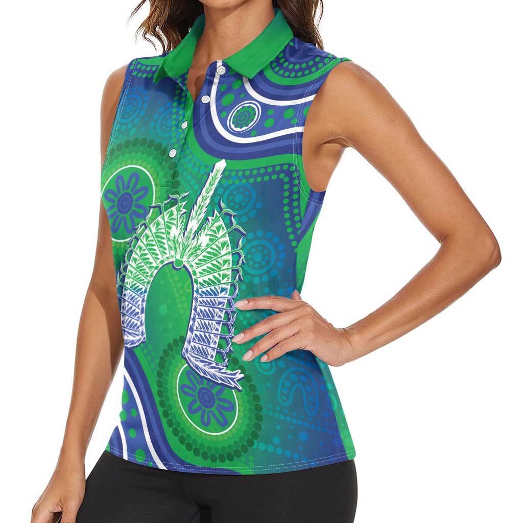 Australia Torres Strait Islanders Women Sleeveless Polo Shirt Dhari Aboriginal Pattern