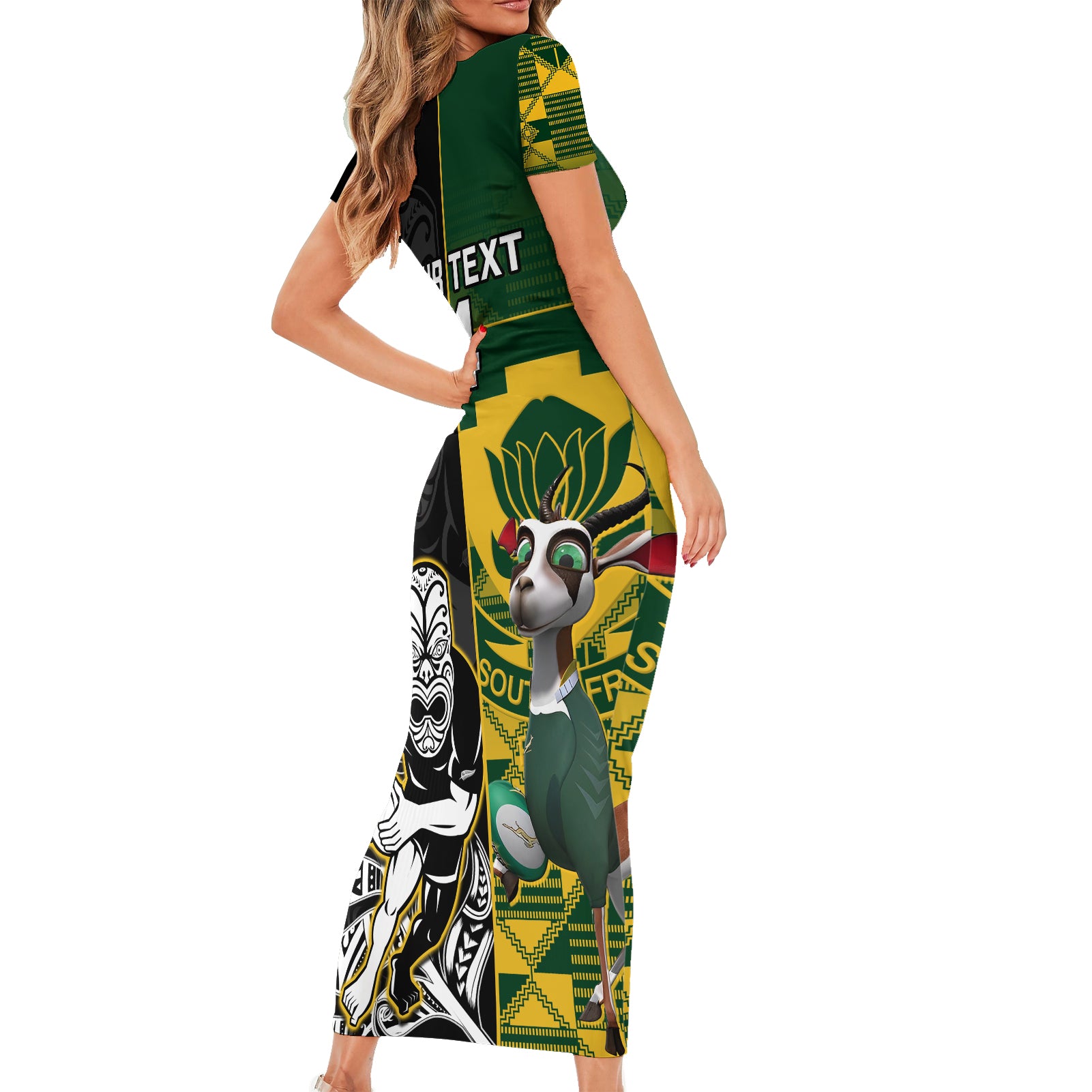 custom-south-africa-and-aotearoa-rugby-short-sleeve-bodycon-dress-2023-springboks-kente-combine-all-black-maori-fern