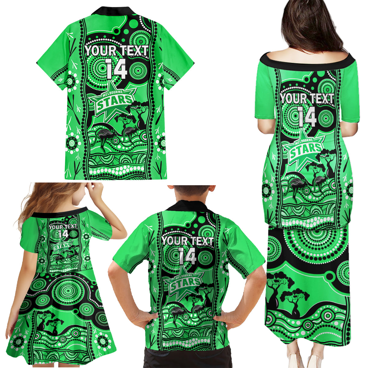 custom-melbourne-stars-cricket-family-matching-puletasi-dress-and-hawaiian-shirt-happy-australia-day-aboriginal-art