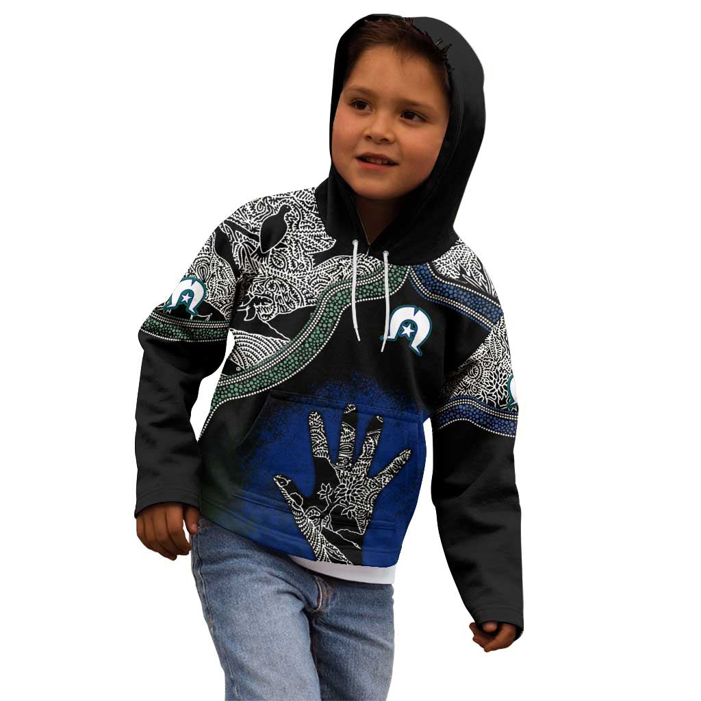 Black And White Aboriginal - Torres Strait Islanders Flag Kid Hoodie TS04