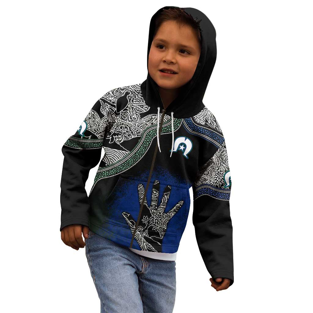 Black And White Aboriginal - Torres Strait Islanders Flag Kid Hoodie TS04