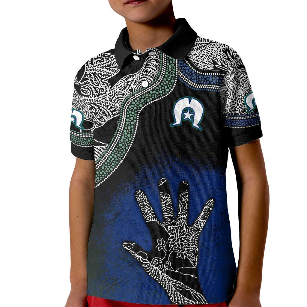 Black And White Aboriginal - Torres Strait Islanders Flag Kid Polo Shirt TS04